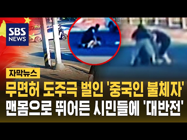 무면허 도주극 벌인 '중국인 불체자'..맨몸으로 뛰어든 시민들에 '대반전' (자막뉴스) / SBS