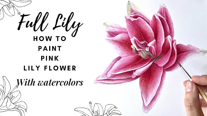 How to Paint Pink Lily Flower  Full Lily Flower  R...