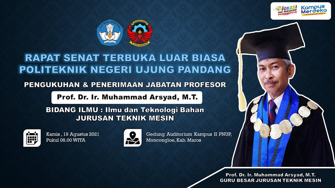 Ir. Muhammad R Live Streaming- Pengukuhan & Penerimaan Jabatan Profesor ( Prof. Dr. Ir ...