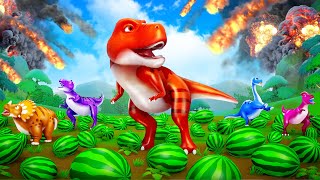 Jurassic Farm Adventures: METEROID Attacks on Dinosaur's Watermelon Farm | Crazy Dinos Cartoons