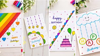 DIY 4 Happy Birthday Cards Using White Paper ❤️ | Easy Birthday Card| Part 2  #birthday #diycard