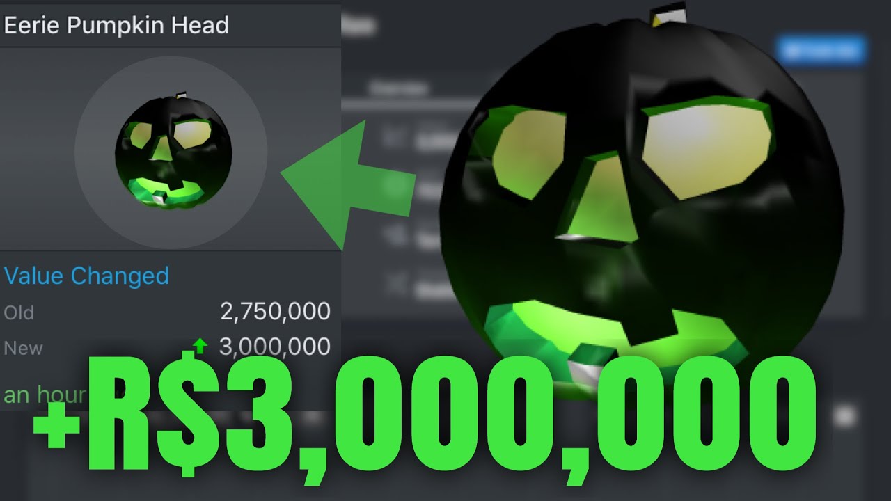 Rarest Roblox Limited Just Raised To 3 Million Robux Youtube - roblox eerie pumpkin head