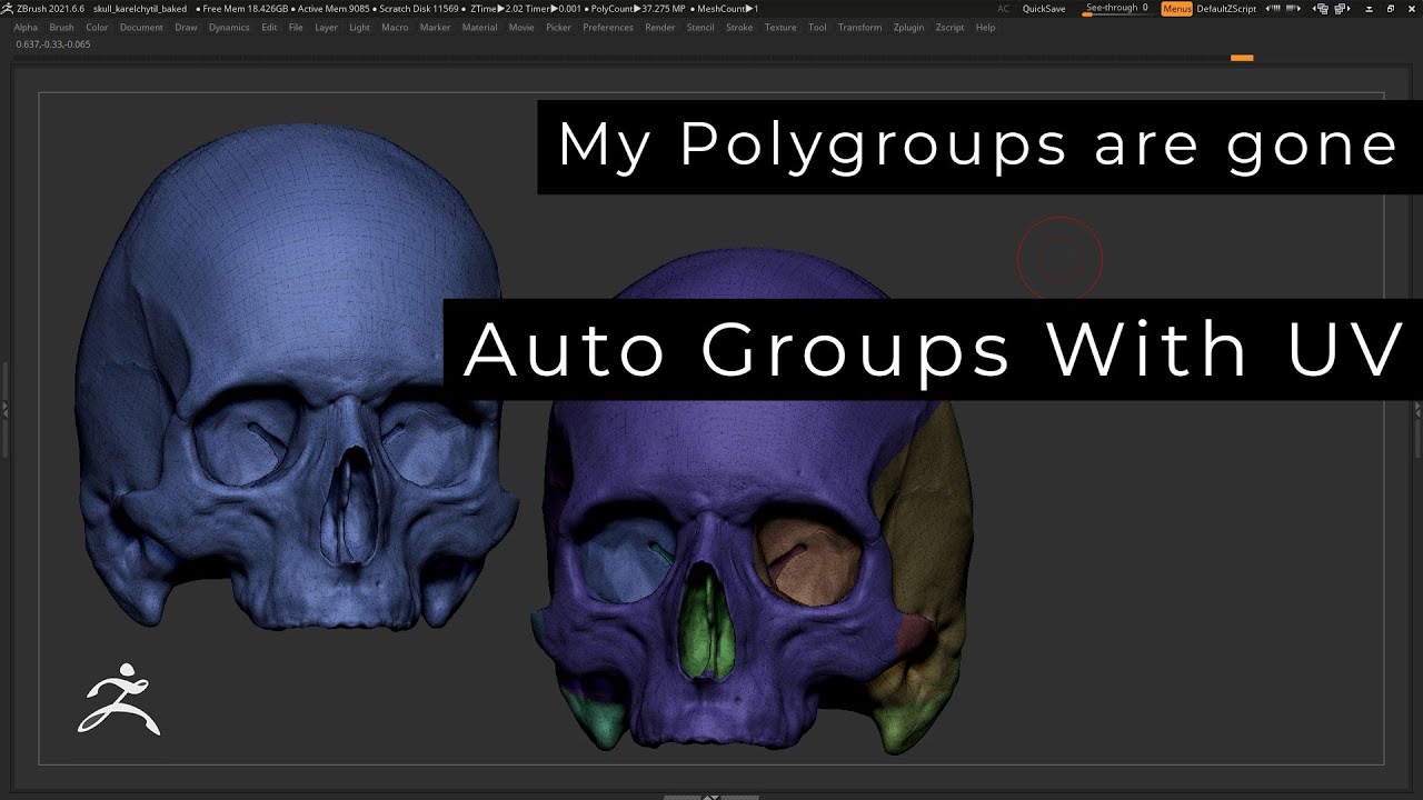 do polygroups help uvw zbrush