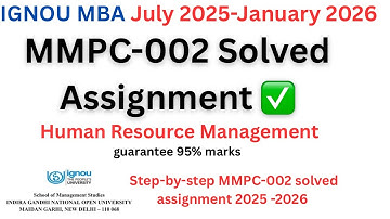 MMPC-002 solved assignment answers |IGNOU MBA 2025-2026 | Human Resources Management #subscribe 