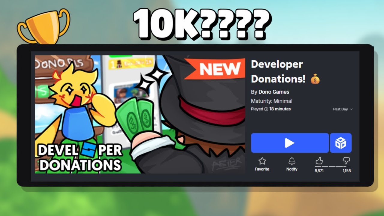 DONATING 10.000 ROBUX TO THE BEST GAME ON 