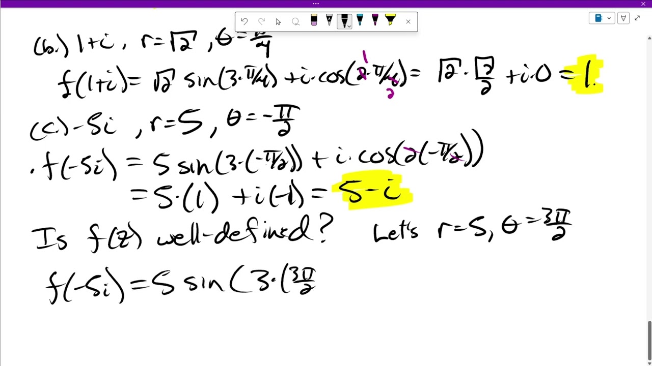 Section 2.1, Problem 8, Outputs with Polar Form and Well-Definedness