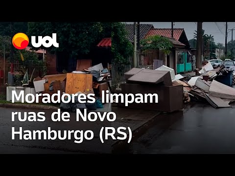 Rio Grande do Sul: Moradores limpam ruas de Novo Hamburgo (RS) após água baixar: Dia de limpeza