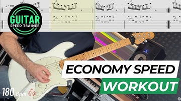 Economy Picking Speed Builder — Two-String Ascending Lick (80 to 180 bpm)