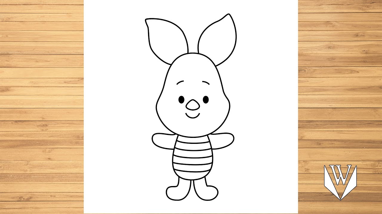 How to draw Piglet Step by step, Easy Draw | Free Download Coloring Page