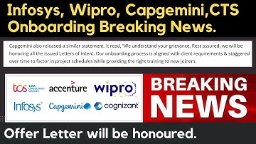 Infosys, Wipro, Capgemini etc Onboarding Breaking news | All offer letter will be honoured
