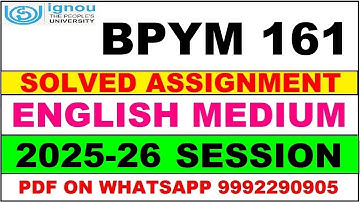 BPYM 161 solved assignment 2025-26 in English || bpym 161 solved assignment 2026 || bpym161 2025-26