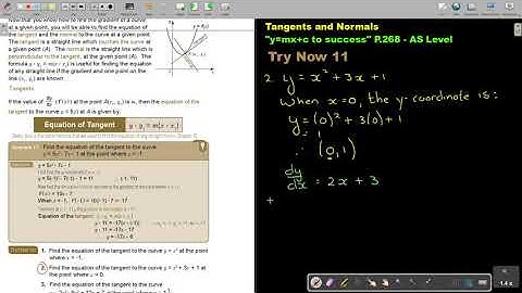 6 11 Applications of Differentiation   Tangents and Normals   part 1