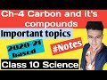 Chapter -4 Carbon and it's compounds  Notes  2020-2021 class 10 Science