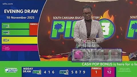 Evening SC winning lottery numbers for Nov. 10, 2025