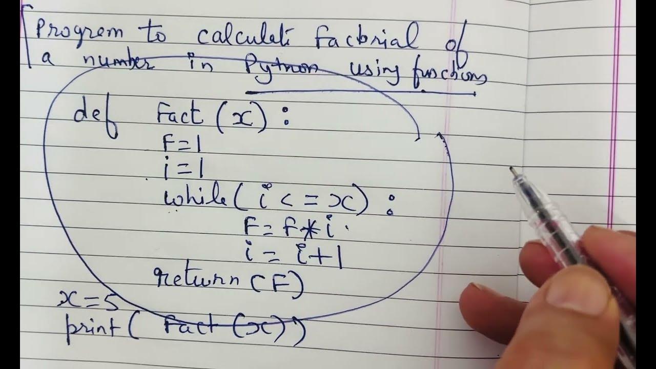 factorial of a number in python using function - YouTube