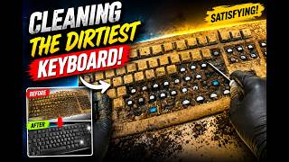 I cleaned the dirtiest keyboard with mud on it. Make it clean. ASMR, Cleaning the Keyboard,