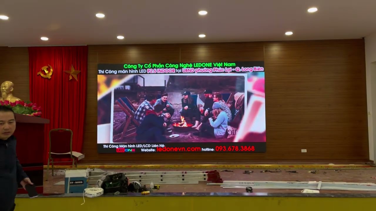 Thi công màn hình LED P2.5 UBND phường Phúc Lợi, Long Biên, Hà Nội  