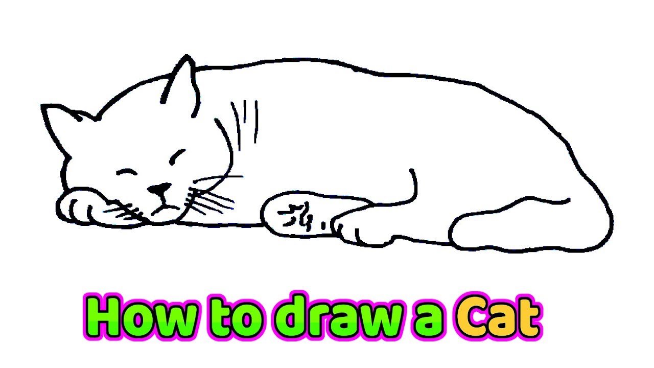 How to draw Cat Cat laying down drawing Easy Step by Step YouTube