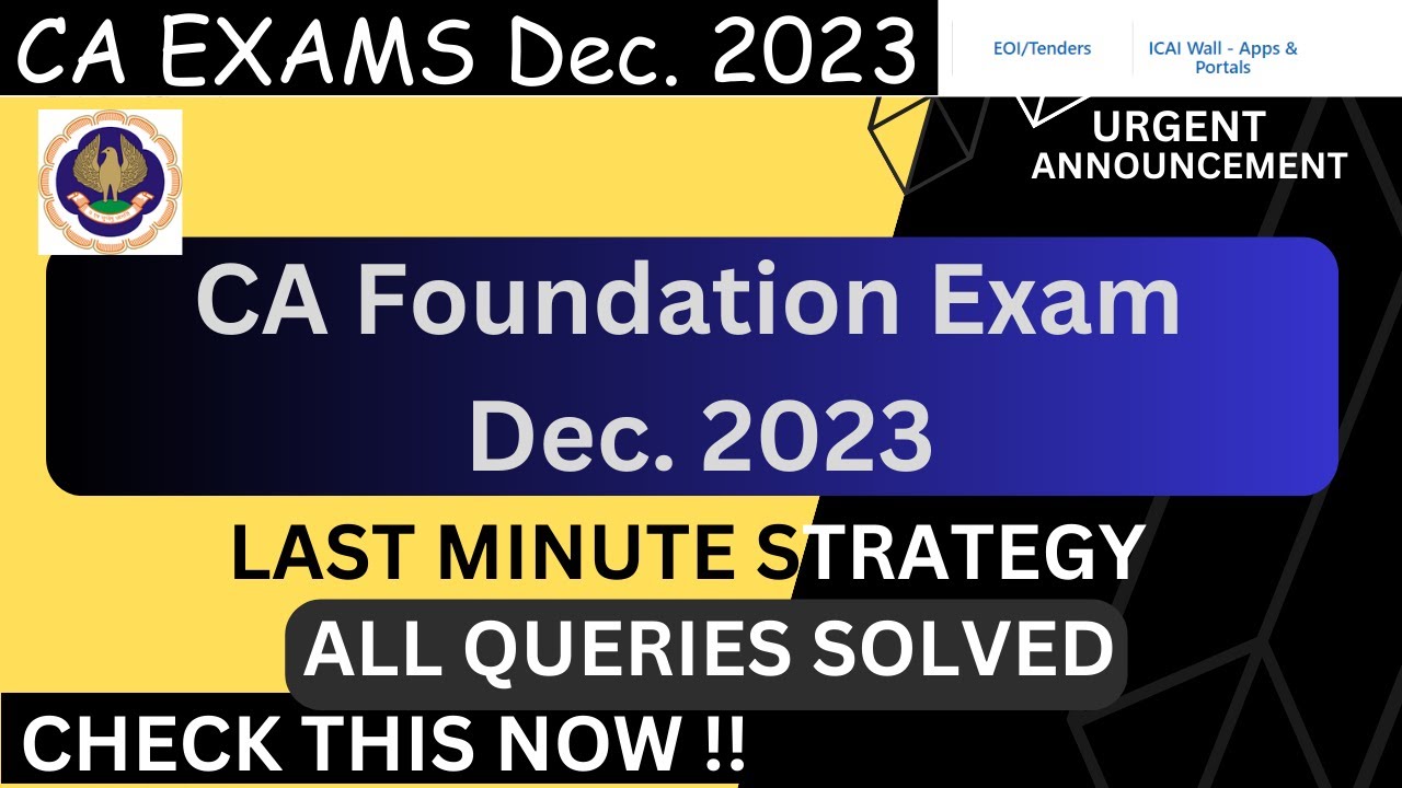 CA Foundation Exam Dec 2023 | CA EXAM Dec 2023 | ICAI Foundation  Queries