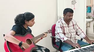 Practising 'Aye mere Hamsafar' on guitar by Akshu with her master .