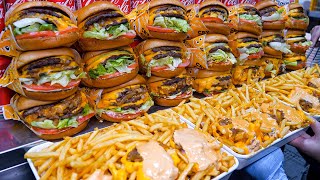 7,000 burgers sold out every day in 10 stores! cheeseburger mass production  Korean Street Food