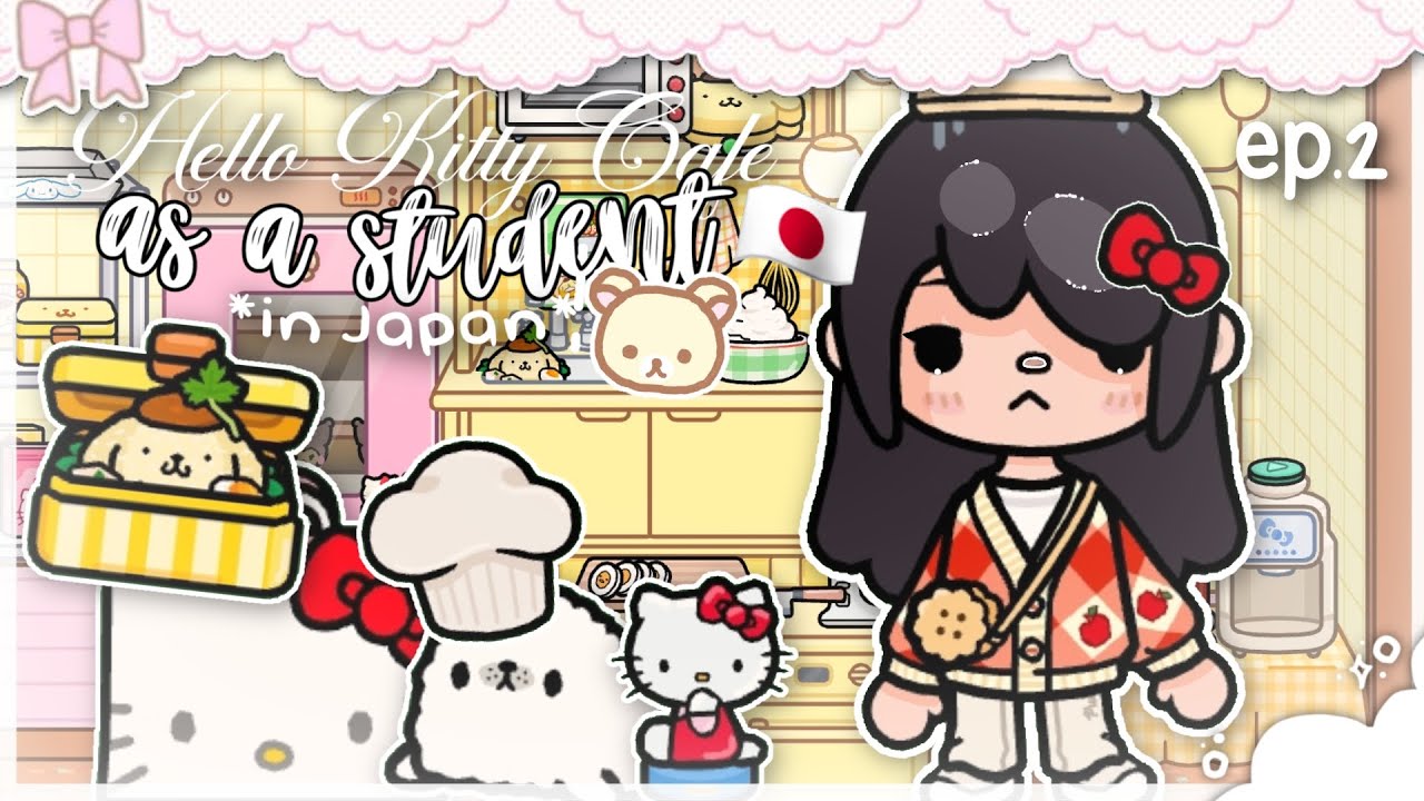 ||۶ৎ Student Living In Japan🇯🇵//ep.2 *Going to HELLO KITTY CAFE||*voiced🎙*||Toca Boca Life Roleplay 
