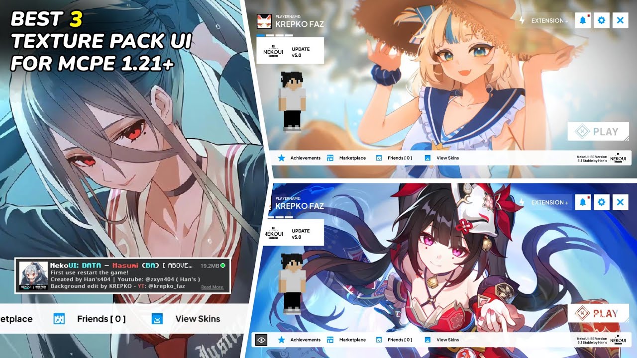 3 UI Anime Terbaik untuk Minecraft PE 1.21+ | Texture Pack Neko UI ...