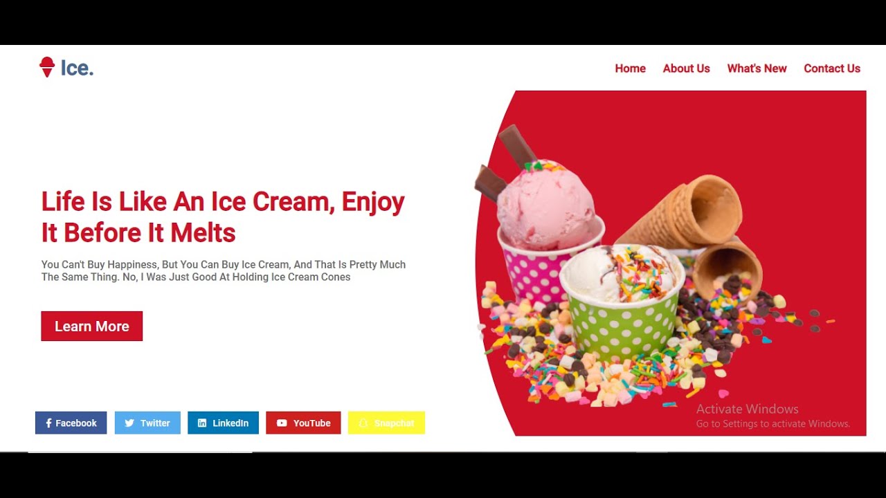 Ice cream landing page website | latest 2022 | beginner can make easily ...