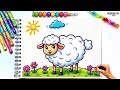 How to Draw a Sheep | easy Drawing coloring for kids and toddlers 🐑 | Fun &amp; Easy Art