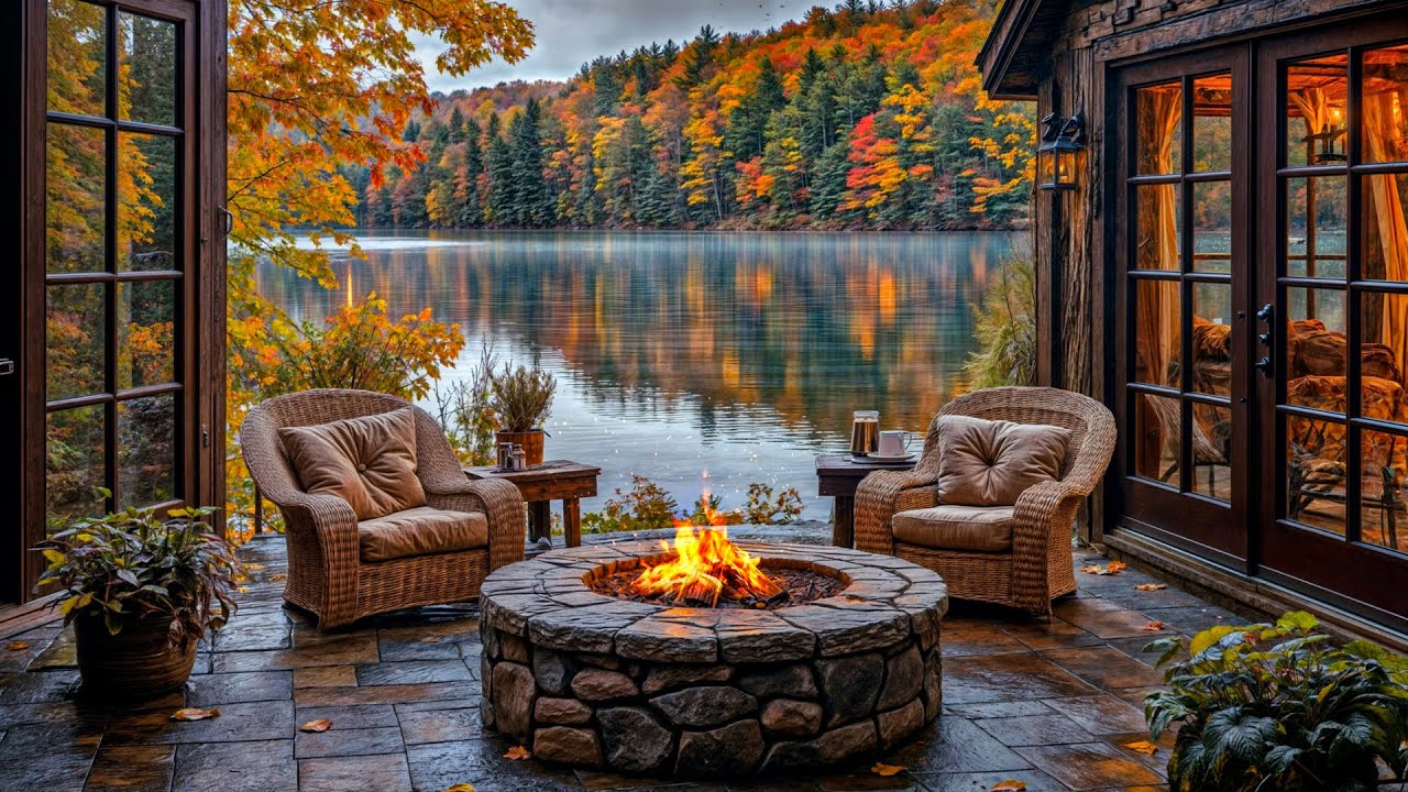 Soothing Autumn Lakeside Cabin Retreat: Cozy Fire Pit, Relaxing Nature ...
