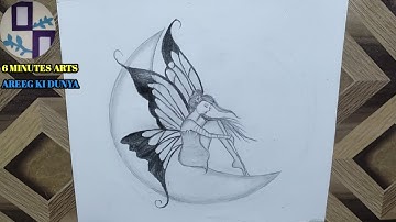 A beautiful fairy sitting on the moon || pencil Sketch for beginners || drawing tutorial