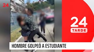 Hombre golpea a estudiante en medio de una riña | 24 Horas TVN Chile