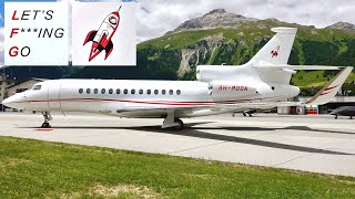 Dassault Falcon 7X 9HMOON Landing & TakeOff Engadin Airport