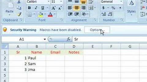 VideoExcel - Macro Security in Excel 2007