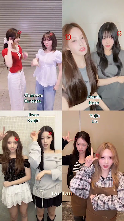 Idols that did the anger mark💢 challenge duo ver. #kpop #trending #trend #lesserafim #izna#nmixx#ive