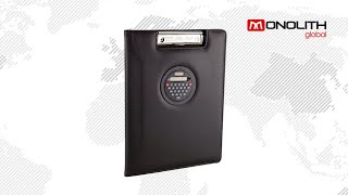 Leather look clipboard with rotating cover calculator A4 (2917)
