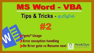 Word Vba - Goto Statement, Error Handling And Resume Next