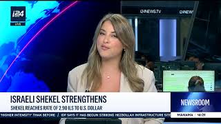 ISRAEL SHEKEL STRENGTHENS TO RECORD HIGH TRADING AT 2.9 SHEKELS TO THE DOLLAR