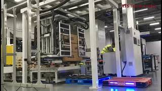 Celebrity APR auto pallet Robotics with palletising mechanism to conveyor for open & close pallet system Profile