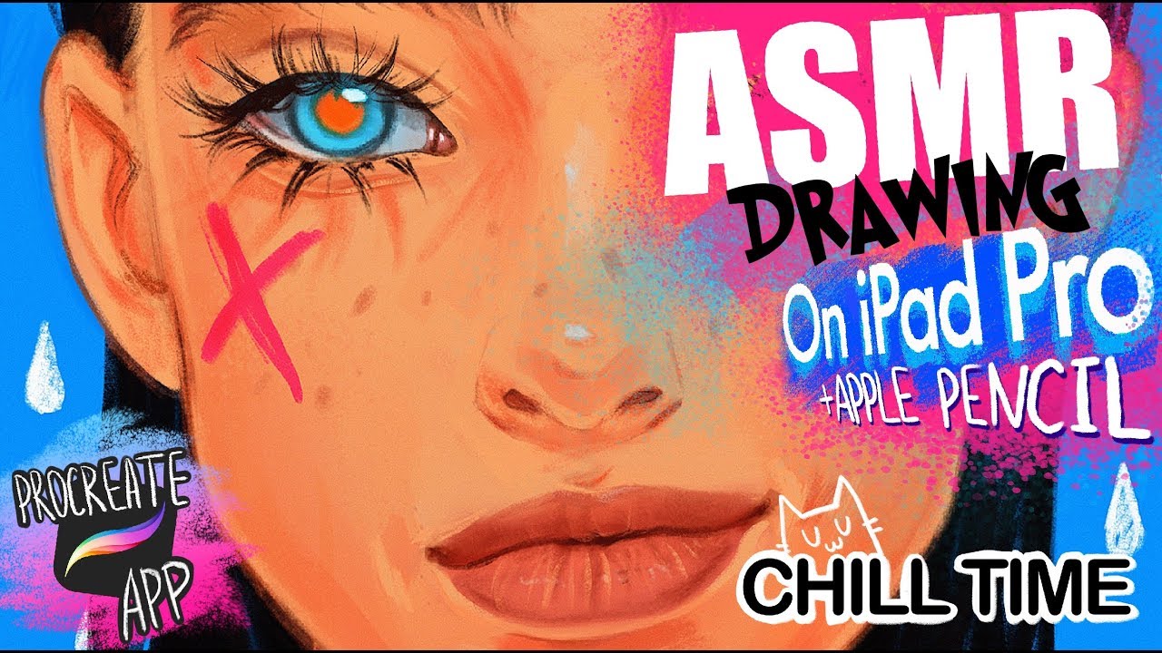 ASMR drawing. ATTENTION! Natural sounds! Bluesssatan. IPAD PRO ...