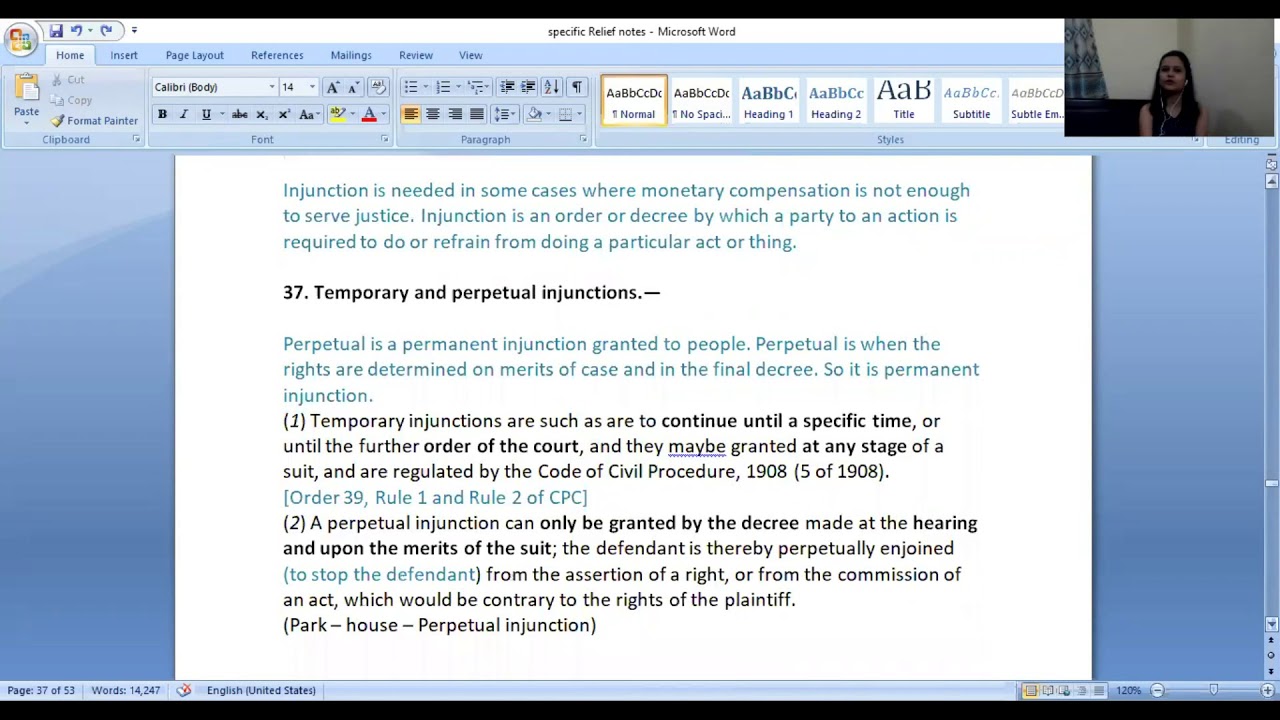 Preventive Relief under the Specific Relief Act Temporary, Perpetual