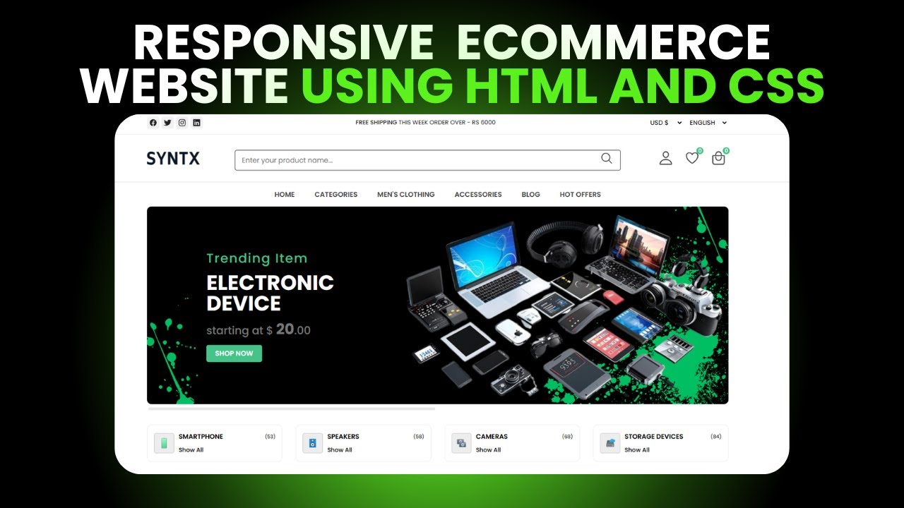 How To Build Ecommerce Website Using HTML and CSS Step by Step | Part 5 ...
