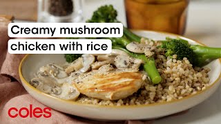 Creamy mushroom chicken with rice