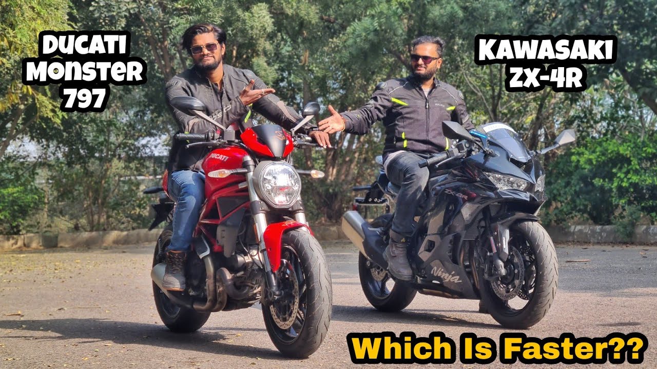 きむ vyxぃ Kawasaki Zx-4R Vs Ducati Monster 797 | Drag Race | First On
