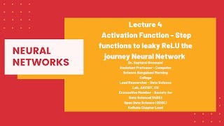 Lec 4 Activation Function - Step functions to leaky ReLU the journey Neural Network