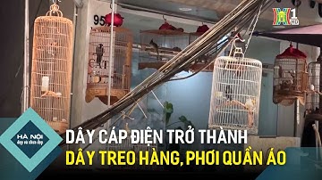 Dây cáp điện trở thành dây treo hàng và phơi quần áo | Hà Nội đẹp và chưa đẹp
