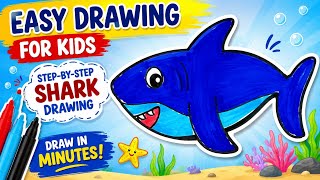 How to Draw a Shark 🦈 | Easy Shark Drawing for Kids | Step by Step