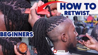 Perfect Technique || How To Retwist Locs For Beginners || Dread Taper || Crispy Line Up