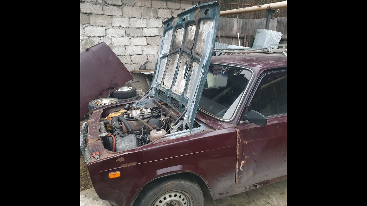 Регулировка капота, попытка установить R15 на ВАЗ 2107 - YouTube
