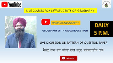 LIVE CLASSES FOR 12TH STUDENTS OF  GEOGRAPHY